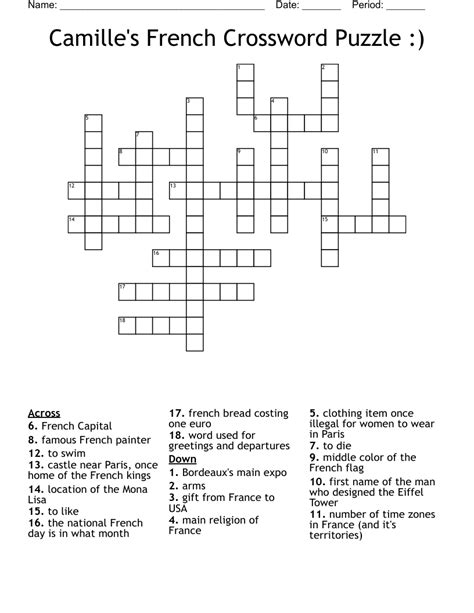 french to have crossword clue|french crossword puzzle printable.